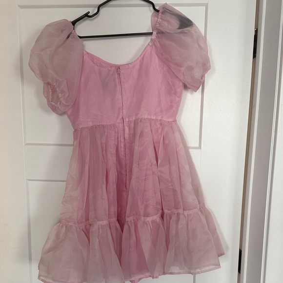 Pink Puff Sleeve Dress - Picture 2 of 2